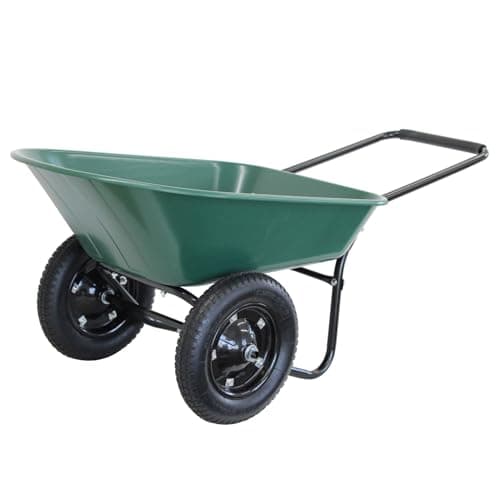 Image of Oypla Heavy Duty Plastic Two Wheeled 70L Yard Garden Wheelbarrow Pneumatic Tyre