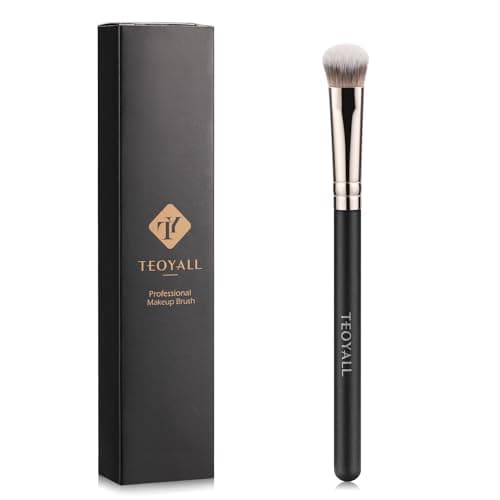 Image of TEOYALL Under-Eye Concealer Brush, Small Flat Angled Synthetic Bristles Flawless Coverage Multitask Brush with Liquid Cream