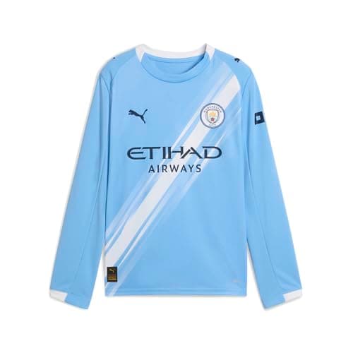 Image of PUMA Manchester City Kids Home Shirt 2025/26 Season - Long Sleeve - Team Light Blue - Size: 9/10 Years