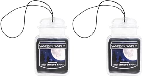 Image of Yankee Candle Car Jar Ultimate Scented Air Freshener | Midsummer’s Night | Lasts up to 4 Weeks (Pack of 2)