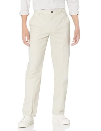 Image of Amazon Essentials Men's Classic-Fit Wrinkle-Resistant Flat-Front Chino Trousers (Available in Big and Tall), Stone, 38W / 30L