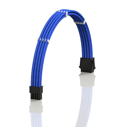Image of LINKUP - AVA 50cm EPS 8 Pin (4+4) CPU ATX Motherboard PSU Power Supply Braided Sleeved Custom Mod PC Extension Cable w/Combs | Strong & Stiff Design | Single Pack | 500mm - Blue