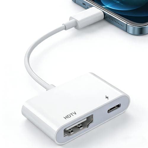 Image of Lightning to HDTV Adapter for iPhone, [Apple MFi Certified] Digital AV Dongle,1080P Sync Screen Cable with Lightning Charging Port for iPhone, iPad to TV/Projector/Monitor No Need Power Supply