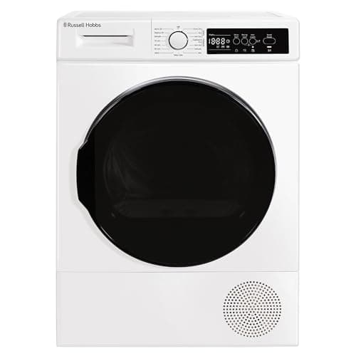 Image of Russell Hobbs Freestanding Electric Heat Pump Condenser Tumble Dryer, 8kg Capacity, 15 Programmes, 3 Heat Settings, LED Display, Anti-Crease, Child Lock in White RH8HPTD1E12W