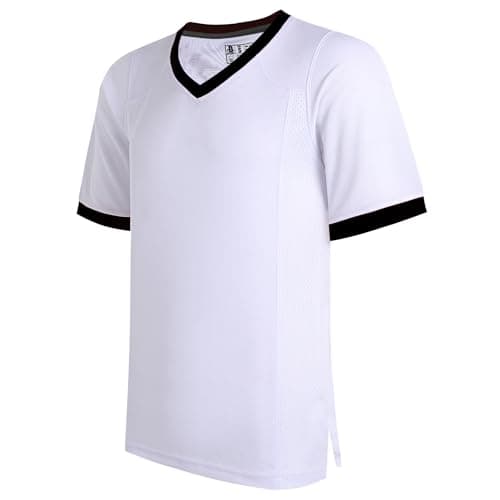 Image of DEHANER Blank Football Jerseys for Men Unisex Workout Fitness Shirts Sports Uniform Casual Outfits, Black Neck-white Jersey, S