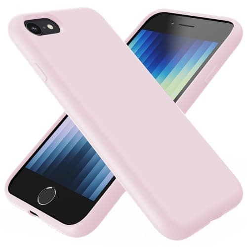 Image of TAXXOE Liquid Silicone Case Compatible with iPhone SE 2020/2022, iPhone 8/7, 4.7 Inch, Soft-Touch, Shockproof, DustProof, Antiskid Full Body Phone Cover for iPhone SE - Pink White