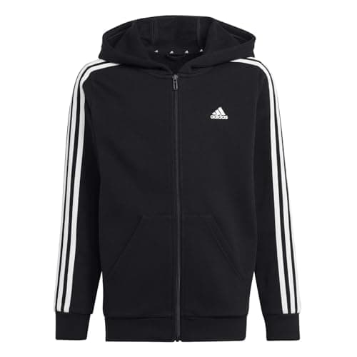 Image of adidas Kids 3 Stripes Hoodie Black/White 9-10 Years