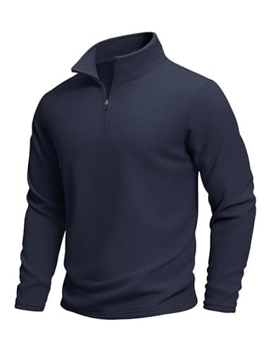 Image of MAGCOMSEN Mens Sweatshirts Warm Long Sleeve 1/4 Zip Jumper Micro Fleece Winter Autumn Lightweight Pullover Navy,L