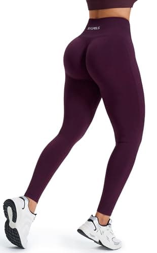 Image of JOYSPELS Women's Seamless Bums Lift Leggings - Scrunch Bums Tummy Control High Waisted Gym Leggings for Women Running Sports Workout Yoga Pants UK - Prune-S