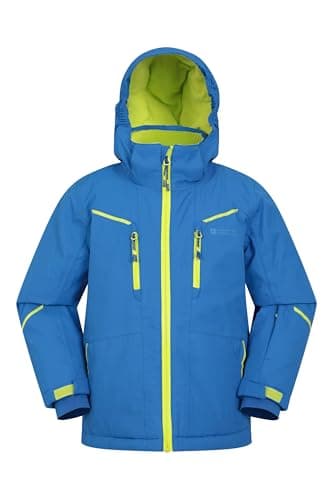 Image of Mountain Warehouse Slalom Kids Extreme Waterproof Ski Jacket - Fleece Lined Padded Coat with Detachable Snowskirt, Boys & Girls - Winter Skiing, Sports, Walking Cobalt Kids Size 11-12 Years