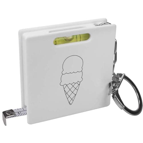 Image of Azeeda 'Double Scoop Ice Cream Cone Outline' Keyring Tape Measure/Spirit Level Tool (KM00045367)