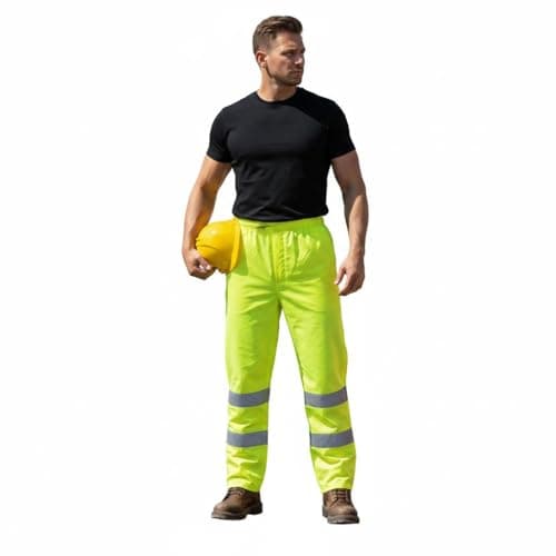 Image of A2Z Hi Vis Over Trousers Waterproof 300D Oxford Safety Work Trousers Reflective Tape Elastic - Hi Vis Trouser 725 Yellow XL