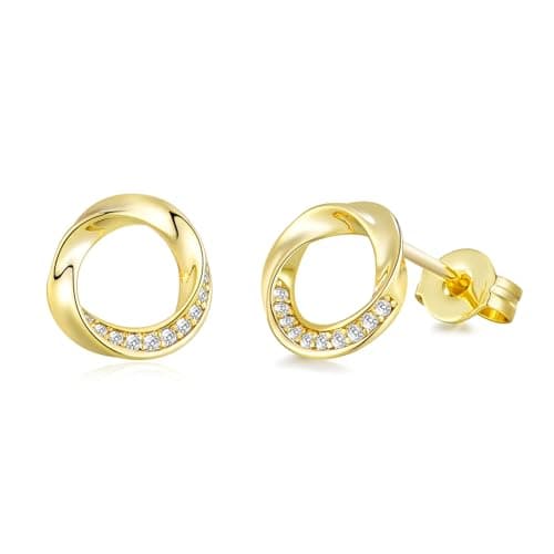 Image of Philip Jones 18k Gold Plated Circle Twist Earrings Created with Zircondia® Crystals