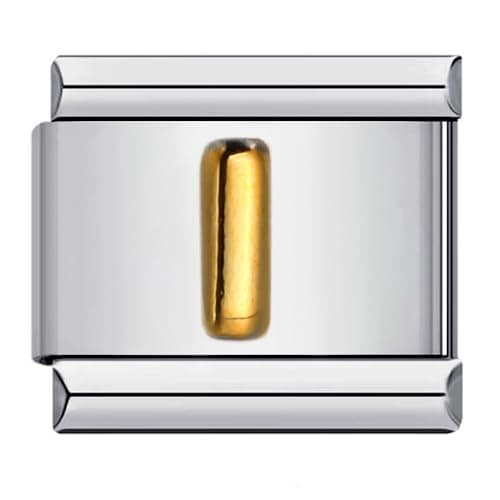 Image of Mon & Sons A - Z Yellow Gold Letter Initial Name Alphabet Personalised Birthday Charm Silver 9mm Italian Link Compatible With Modular Bracelet (I Gold)