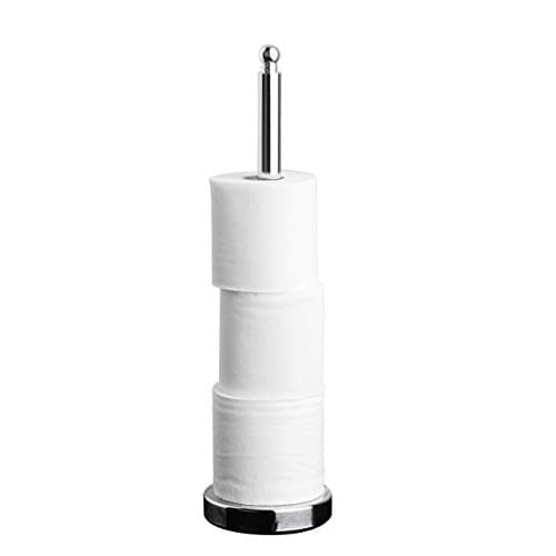 Image of Guilty Gadgets CHROME TOILET LOO ROLL HOLDER PAPER STORER STORAGE STAND SPIKE STANDING