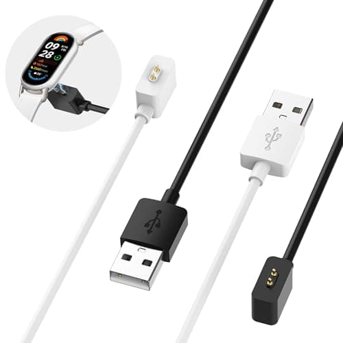 Image of Ermorgen 2pcs USB Cable Compatible for Xiaomi Band 10/9/9 Pro, Smart Band 8 Pro /8/8 Active, Redmi Watch 6/5/5 Active/5 Lite /4/3/Lite/Active, Redmi Band 2 Charger, 3.3 FT / 1M - Black + White