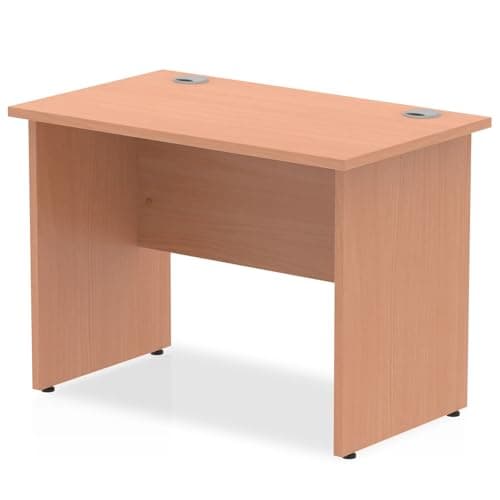 Image of Mr Office Impulse Slimline Panel End Straight Desk - 600mm deep, Beech, 1000