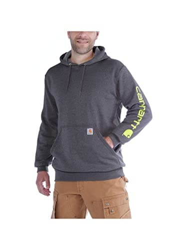 Image of Carhartt Men's Loose Fit Midweight Logo Sleeve Graphic Sweatshirt, Carbon Heather, L