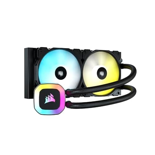 Image of Corsair H100 RGB Liquid CPU Cooler - 240mm AIO - SP120 RGB ELITE Fans - Fits Intel LGA 1200/115X/2066, AMD AM4 - Motherboard ARGB Adapter Included - Black