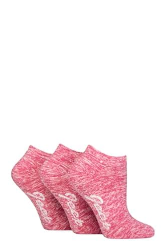 Image of Jeep Women’s Mélange Trainer Socks 3 Pack – Fully Cushioned, Breathable, Terry Loop, Soft Touch, Smooth Toe Seams, Arch Support, Ideal for Walking & Sports, UK Size 4–8 Rose/White