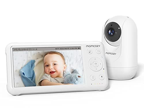Image of Momcozy Video Baby Monitor, 1080P 5" HD Baby Monitor with Camera & Wall Mount, Infrared Night Vision, 5000mAh Battery, 2-Way Audio, Temperature Sensor, Lullabies, 960ft Range, Ideal for New Moms, BM01