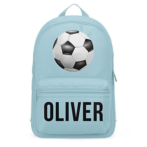 Image of Purple Print House Personalised Name Football mini back pack - Custom School Bags for Boys, Back to School Accessories, One Size, Light Blue