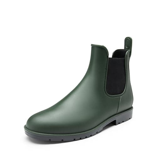 Image of DREAM PAIRS Wellington Boots Men Ankle Wellies Short Chelsea Booties Waterproof Rain Boots Easier On and Off,Size 10,Olive Green,SDRB2401M-E