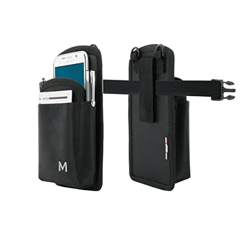 Image of MOBILIS Holster for Smartphone 6-7 Inch Textile Carrying Case with Belt Loop, Belt and Pouch Accessories Easy Access System, Black