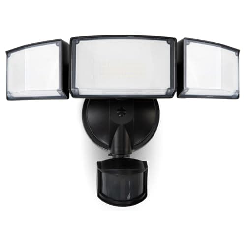 Image of LUTEC LED Security Lights Motion Sensor Light Outdoor, 3-Head Motion Detected Flood Light, 5000K Daylight, IP65 Waterproof, Dusk to Dawn for Garage, Yard, Porch (Black)