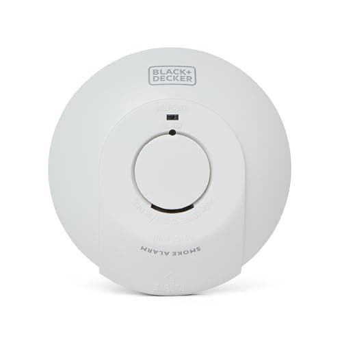 Image of BLACK+DECKER Mains Smoke Alarm. Mains Powered Smoke Detector, Interlinked Wired with Battery Back Up. Optical Smoke Alarm for Home with FAST FIX Easy Install Base and Test Button. White