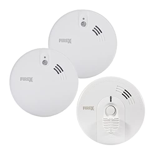 Image of Kidde Firex KF Series Mains Powered Fire Alarms Kit (2 Smoke & 1 Heat) with Alkaline Back-up Battery