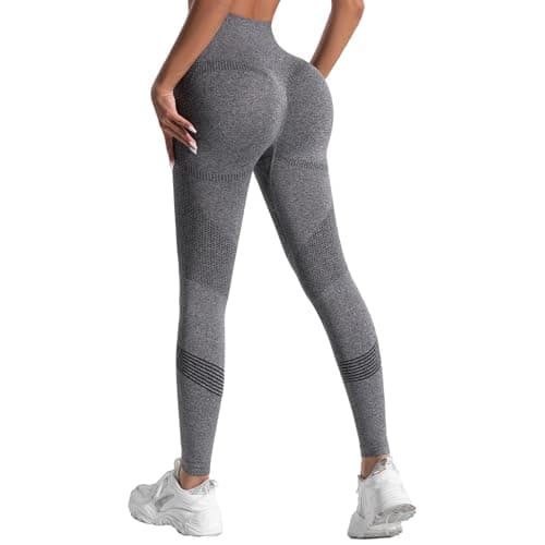 Image of viiotu Butt Lifting Leggings for Women, High Waist Bum Lift Seamless Leggings, Womens Gym Leggings for Yoga Sport Workout Running (UK, Alpha, L, Regular, Regular, Grey)