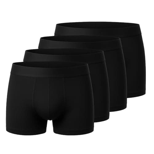Image of Dafi soft 4 Pack Men’s Black Cotton Boxer Shorts – Plain or Contrast Waistband (Size S Black)