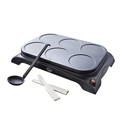Image of Quest Mini Pancake Maker and Grill / 6 Non-Stick Moulds/Easy to Use/Ladle & 2 Spatulas Included/Pan for Crepes, Burgers, Flatbreads, Omelettes, Dosa, Fried Eggs & More / 1000W