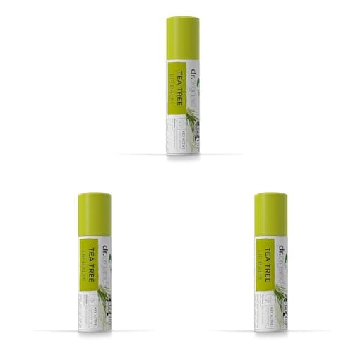 Image of Dr Organic Tea Tree Lip Balm, Moisturising, SPF 15, Mens, Womens, Natural, Vegetarian, Cruelty-Free, Paraben & SLS-Free, Recycled & Recyclable, Organic, 5.7ml, Packaging may vary (Pack of 3)
