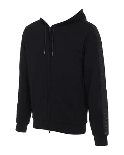 Image of Emporio Armani MAN'S BASIC TERRY HOODIED FULL ZIP SWEATSHIRT BLACK M