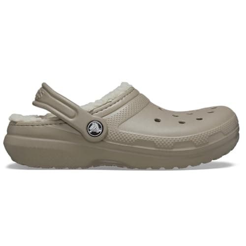 Image of Crocs Unisex Child Clog, Classic Lined Clog K, Mushroom/Bone, 2 UK Child