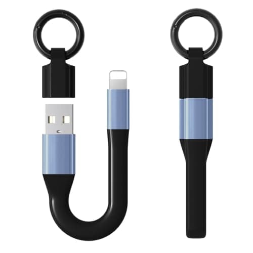Image of SAMERIO Keychain Charger USB to iOS Short Charging Cable Portable Travel Fast Charging Cord