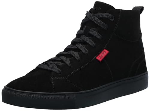 Image of HUGO Men's Essential Cupsole Suede High Top Sneaker, Black Currant, 6 UK