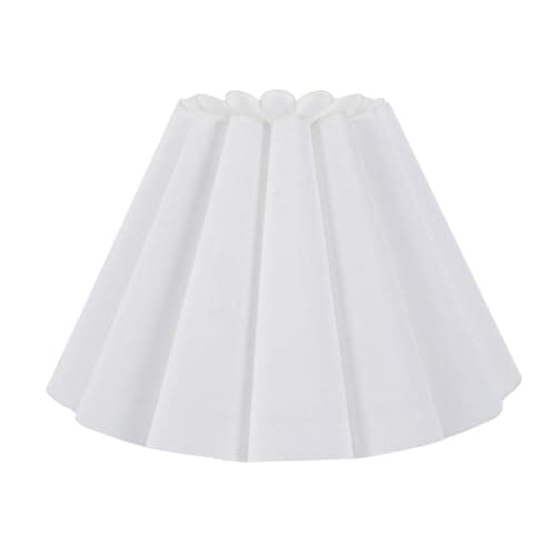 Image of ValueLights | Easy Fit White Petal Pleated Fabric Scallop Tapered Light Shade Bedroom Hallway Lampshade | Shades, Home Décor & Improvement Essential | 250mm Shade Width