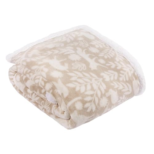 Image of furn. Skandi Woodland Throw – Scandinavian Woodland Animal Sherpa Fleece Blanket (Sable - 140x180cm)