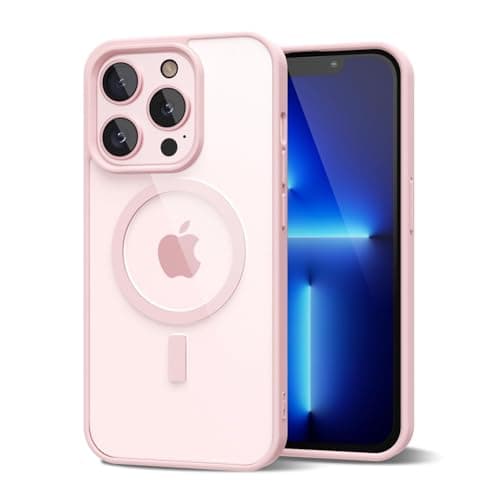 Image of oakxco for iPhone 13 Pro Max Case Clear Magnetic Compatible with Magsafe, Thin Slim Transparent Non Yellowing, Hybrid Soft Silicone Bumper & Hard Plastic Protective Cover for Women, Light Pink