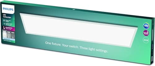Image of Philips LED Panel Rectangle Ceiling Light SceneSwitch Dimmable 4000K 36W [Cool White - White]. for Indoor Lighting, Livingroom and Bedroom