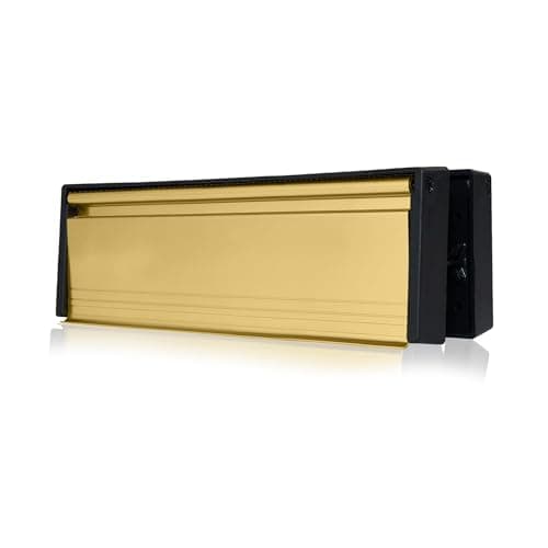Image of UAP MailPlate 12" Letterplate Polished Brass, Premium Draught Proof Postal Letterbox, Telescopic Sleeved Letter Box for Wooden, Composite and uPVC Midrail Doors with 40-80mm Door Thickness.