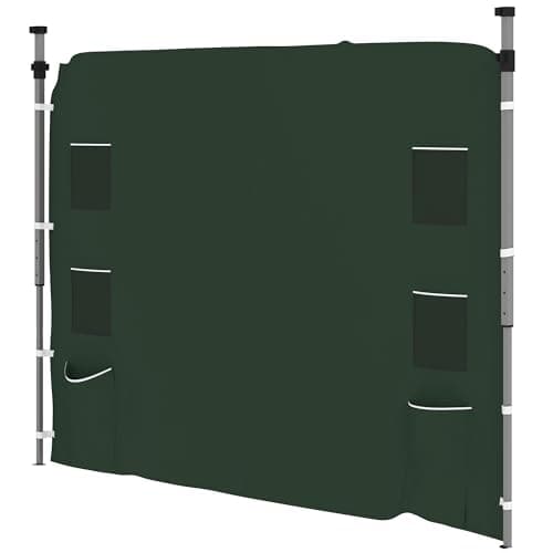 Image of Outsunny Gazebo Side Panel, Canopy Sidewall Panel with 4 Mesh Bags and 2 Storage Pockets for 3 x 3 m Straight Leg Pop Up Gazebos, 1 Pack Sidewall Only, Green