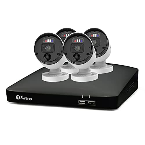 Image of Swann Professional NVR Security System with 2TB HDD, 4K UHD, 4 Camera 8 Channel, Wired Surveillance CCTV, Outdoor Indoor, PoE, Colour Night Vision, Heat Motion Sensing, Smart Video Analytics, 889904