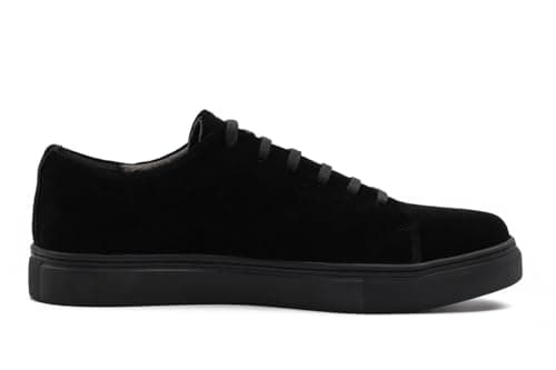 Image of Mens Genuine Suede Trainers Cup Sole Retro Smart Casual Leather Lace Up Sneakers Black-41
