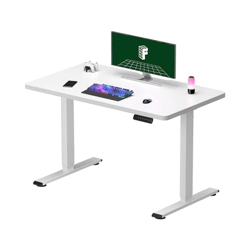Image of FLEXISPOT ONE PIECE Electric Standing Desk, Sit Stand Table Height Adjustable Desk with Memory Smart Pannel for Home Office, 100 x 60 cm White