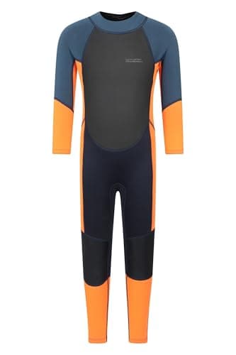 Image of Mountain Warehouse Kids Full Wetsuit - 2mm Thickness, UPF50+, Neoprene Children's Wetsuit, Flat Seams, Easy Glide Zip Swimming Wetsuit - Spring Summer Bright Orange Kids Size 11-12 Years
