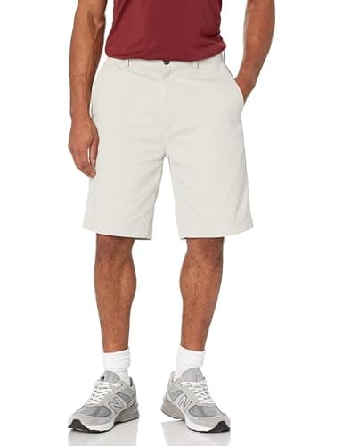 Image of Amazon Essentials Men's Classic Fit 9" (23cm) Pocketed Chino Shorts, Grey, 34W